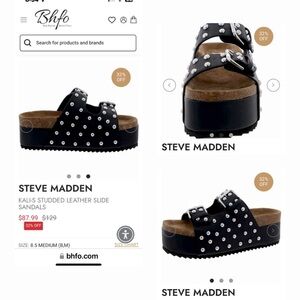 Black Studded Platform Sandals buckles Steve Madden Jamie Kari ALMOST NEW! 7.5 8